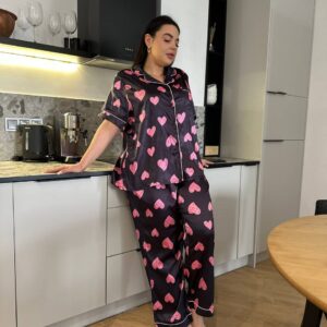 PLUS SIZE піжама з ніжним принтом сердечок [DO3634]